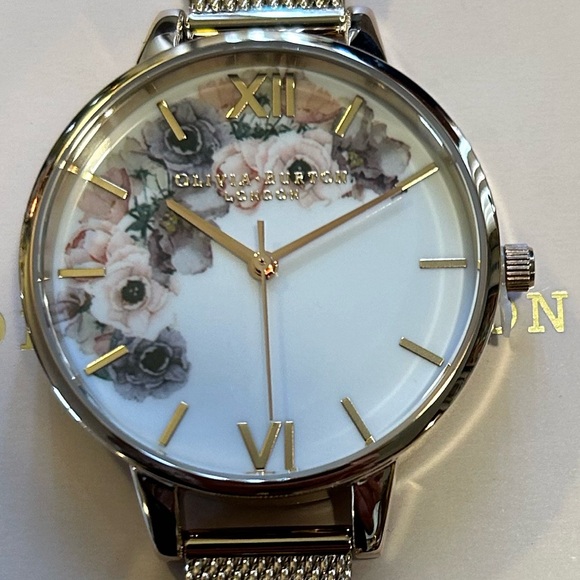 Olivia Burton WaterColor Florals Watch With 34mm White Floral Face & MeshBracele - Picture 5 of 8